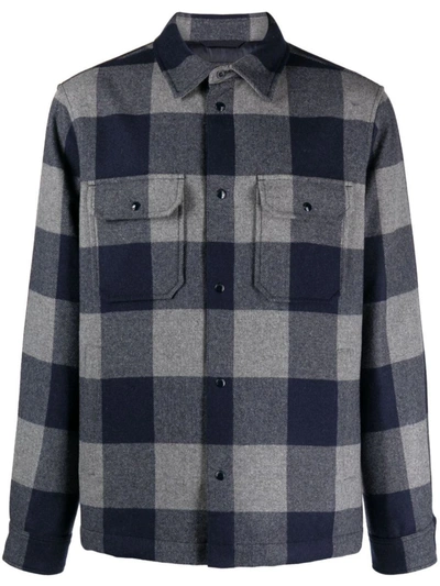 Shop Woolrich Check-pattern Shirt Jacket In Blue