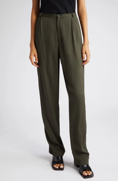 Shop Sir Gilles Straight Leg Crepe Pants In Olive