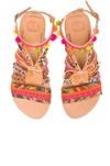 Elina Linardaki Hula Hoop Embellished Leather Flat Sandals In Multi
