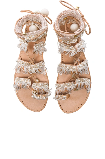 Shop Elina Linardaki Leather Ever After Sandals In White