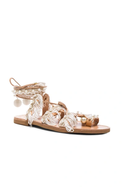 Shop Elina Linardaki Leather Ever After Sandals In White