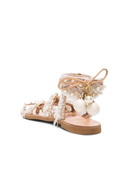 Shop Elina Linardaki Leather Ever After Sandals In White