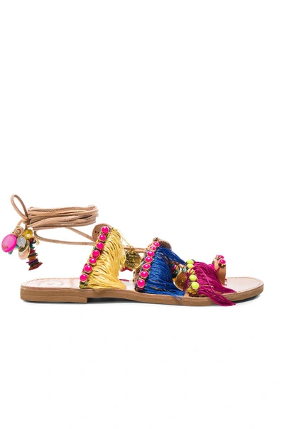 Shop Elina Linardaki Leather Tahiti Sandals In Multi