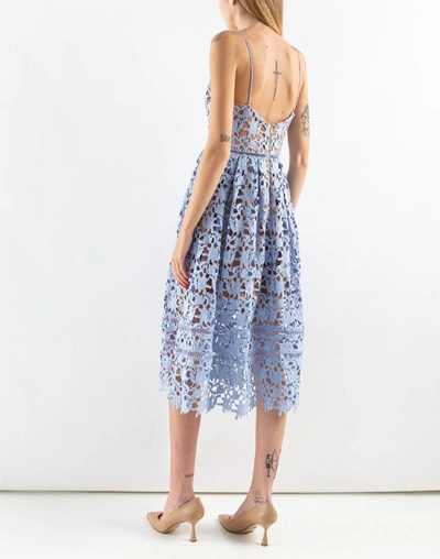 Shop Self-portrait Midi Dresses In Light Blue