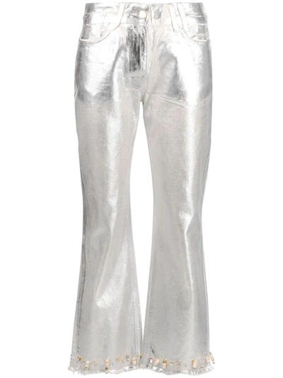 Shop Jacquemus Pants In Silver