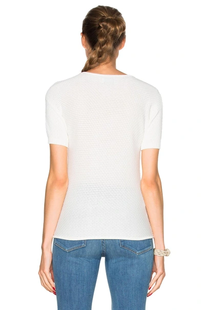 Shop Frame Crochet Lace Up Tee In Blanc