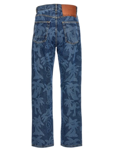 Shop Palm Angels Palmity Allover Laser Jeans In Blue