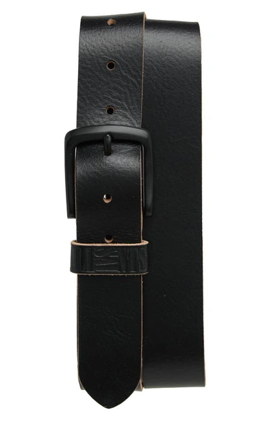 Shop Allsaints 38mm Leather Belt In Black / Matte Black