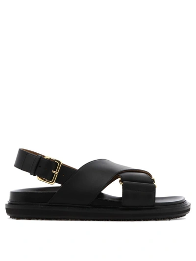 Shop Marni "fussbett" Sandals In Black