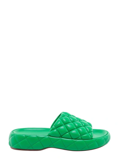 Bottega Veneta Padded Leather Flat Sandals In Green