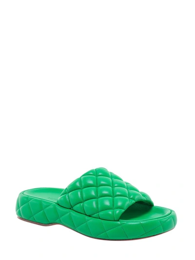 Bottega Veneta Padded Leather Flat Sandals In Green
