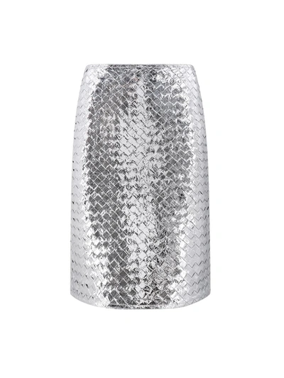Shop Bottega Veneta Skirt In Silver