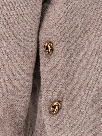 Bottega Veneta Heavy Wool Sweater With Knot Buttons In Beige