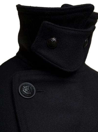 Shop Dsquared2 Black Coat With Double-breasted Fastening And Branded Buttons In Wool Man