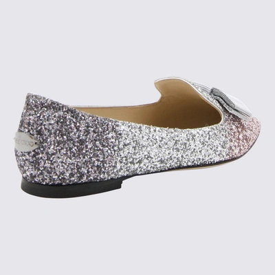 Shop Jimmy Choo Pink Silver And Anthracite Gala Flats