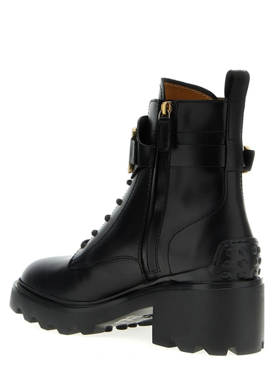 Shop Tod's Chain Leather Ankle Boots In Black