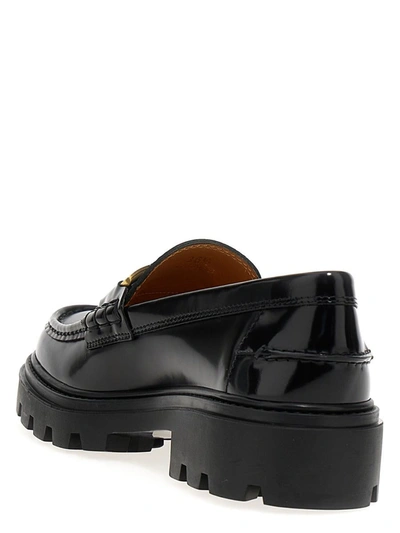Shop Tod's Chain Loafers In Black