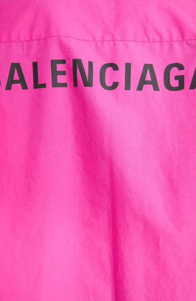 Shop Balenciaga Oversize Cotton Poplin Button-up Cocoon Shirt In Lipstick Pink