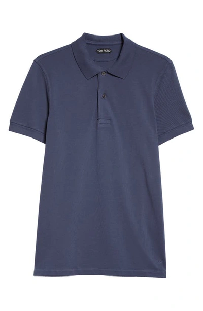 Shop Tom Ford Short Sleeve Cotton Piqué Polo In Navy