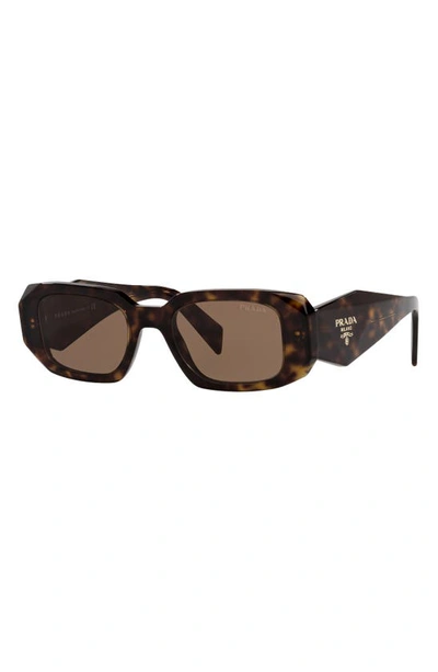 Shop Prada Runway 49mm Rectangular Sunglasses In Tortoise/ Brown