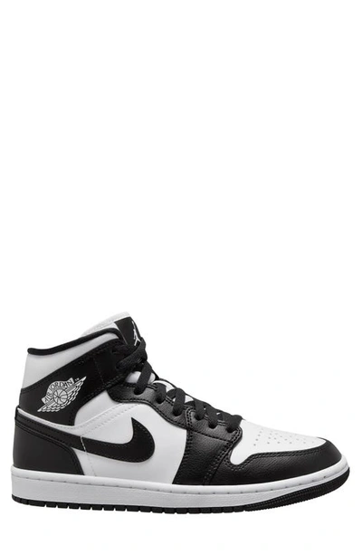 Jordan Air  1 Mid Basketball Sneaker In White/ Black/ White