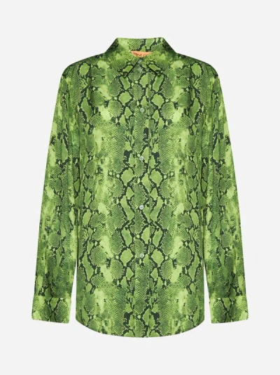 Shop Stine Goya Sophia Print Viscose-blend Shirt In Green