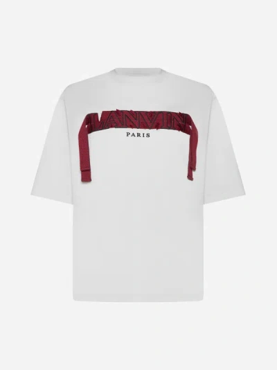 Shop Lanvin Paris Logo Curblace Cotton T-shirt In Mastic