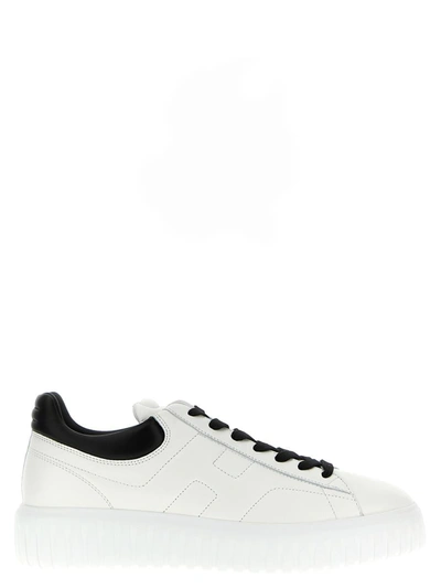 Shop Hogan 'h-stripes' Sneakers In White/black