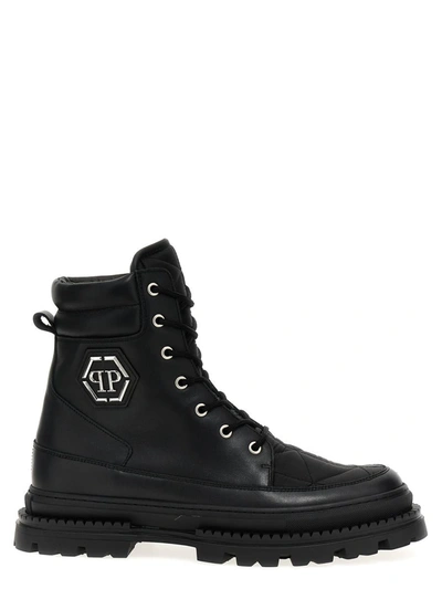 Shop Philipp Plein Logo Ankle Boots In Black