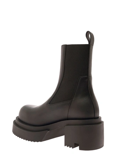 Shop Rick Owens 'beatle Bogun' Black Boots With Chunky Platform In Smooth Leather Woman