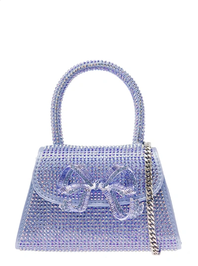 The Bow Micro Leather Tote Bag in Blue - Self Portrait