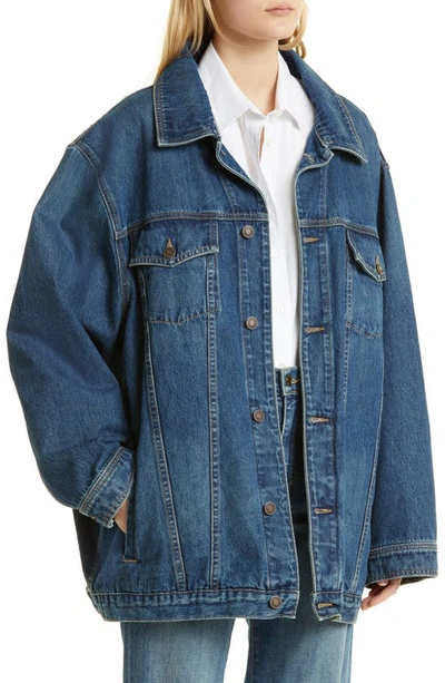 Shop Nili Lotan Adam Oversize Denim Jacket In Simon Wash