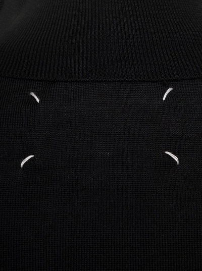 Shop Maison Margiela Black Turtle Neck With Contrasting Stitching Detail In Wool Woman