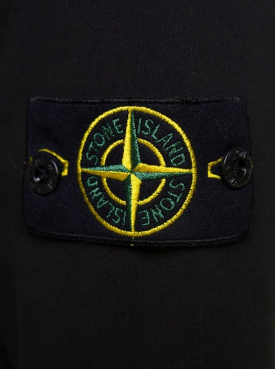 Shop Stone Island Black Hoodie With Side Logo Patch In Cotton Man