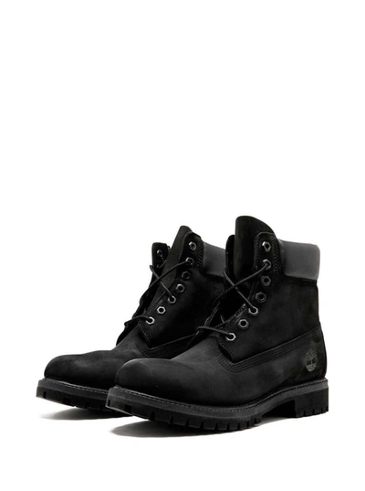 Shop Timberland Premium  Black Leather Ankle Boots With Logo  Man