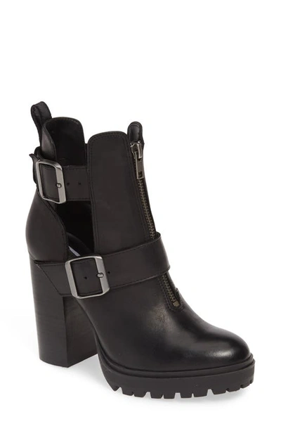 Shop Steve Madden Lavish Buckle Bootie In Black Leather