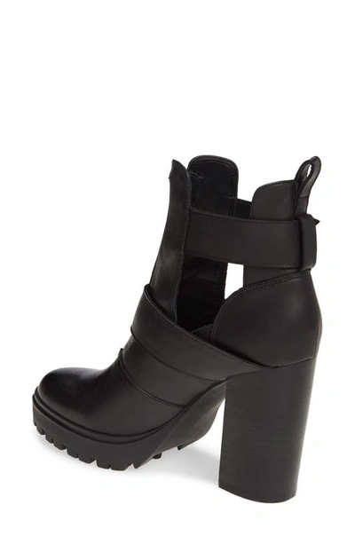 Shop Steve Madden Lavish Buckle Bootie In Black Leather