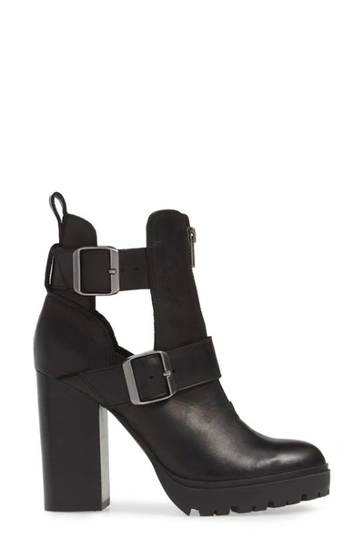 Shop Steve Madden Lavish Buckle Bootie In Black Leather