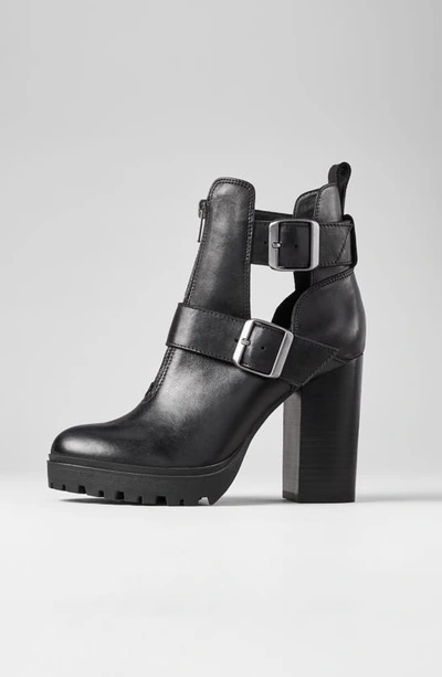 Shop Steve Madden Lavish Buckle Bootie In Black Leather