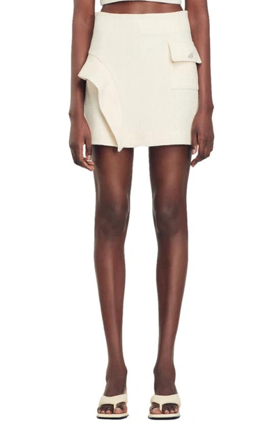 Shop Sandro Minie Tweed Skirt In Ecru