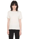 Saint Laurent Classic Short Sleeve T-shirt In Ivory And Black Sl Musical Notes Printed Cotton Jersey In White