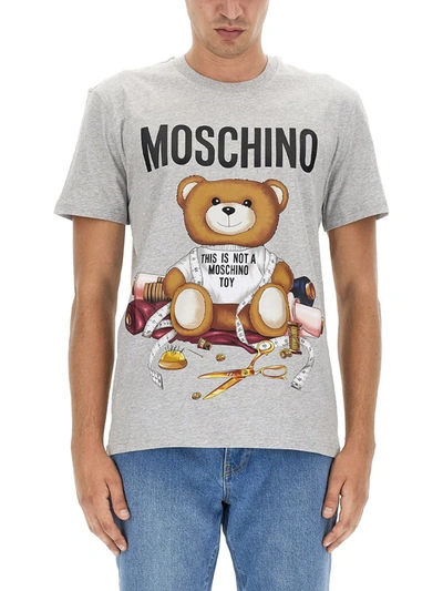 Shop Moschino Teddy Bear T-shirt In Grey