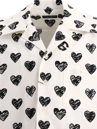Shop Dolce & Gabbana "dg Cuori" Hawaian Shirt In White