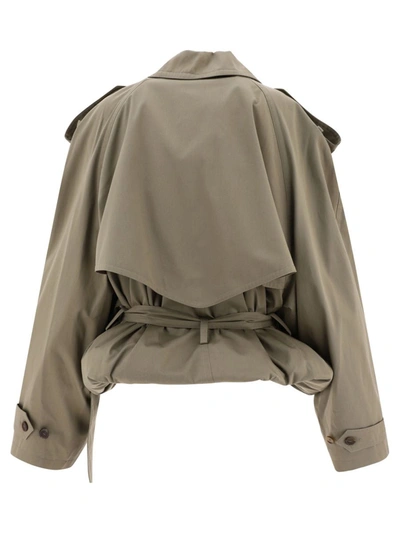 Shop Balenciaga "folded" Trench Coat In Beige
