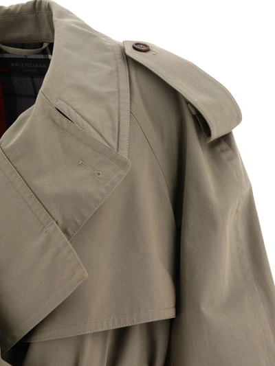 Shop Balenciaga "folded" Trench Coat In Beige