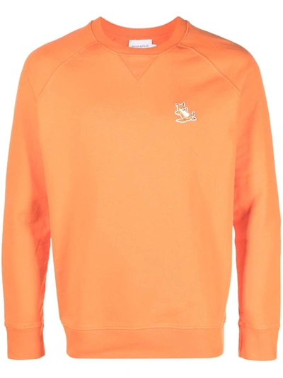 Shop Maison Kitsuné Chillax Fox Patch Classic Sweatshirt In Orange