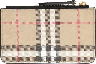 Shop Burberry Fabric Key-holder Pouch In Beige