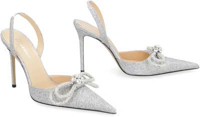 Shop Mach & Mach Pumps Embellished Pointy-toe Slingback Pumps In Silver