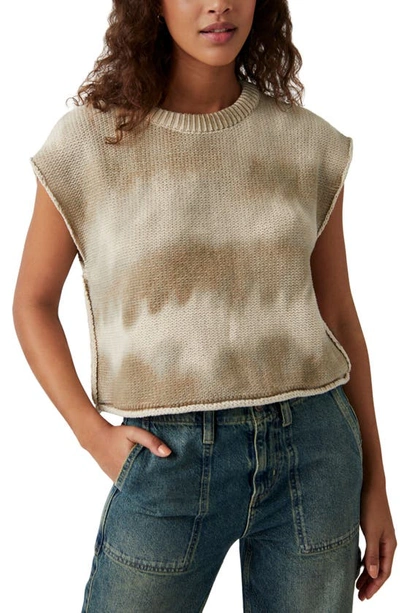 Shop Free People Stolen Hearts Sweater Vest In Taupe Grey Combo