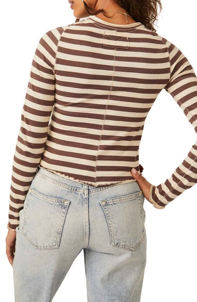 Shop Free People Be My Baby Stripe Long Sleeve Top In French Roast Combo
